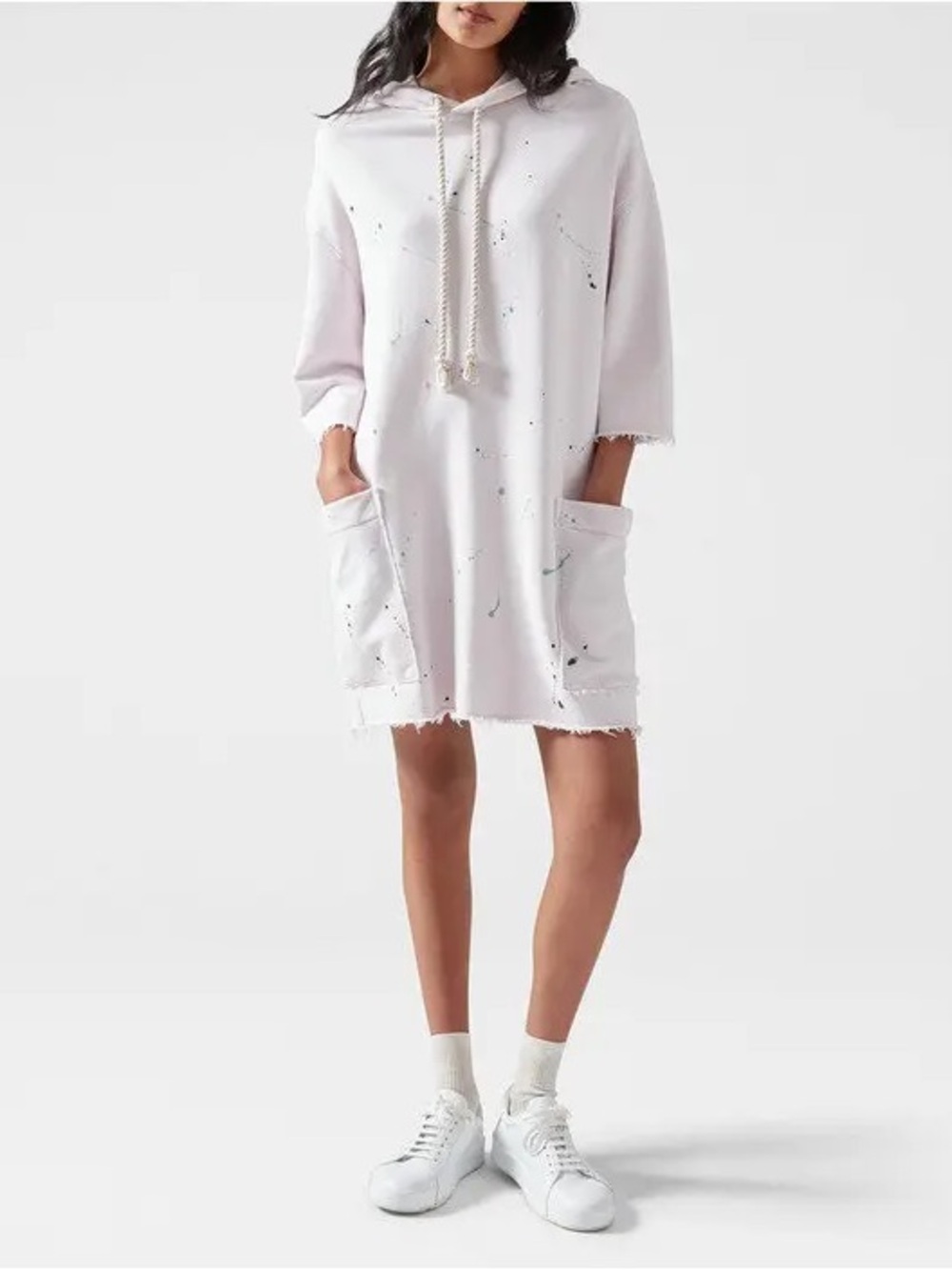 ATM Anthony Thomas Melillo Splatter Painted Hoodie Dress Lilac Women Size Small